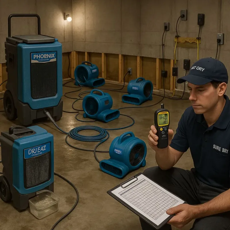 Structural Drying and Dehumidification process in Rector, AR